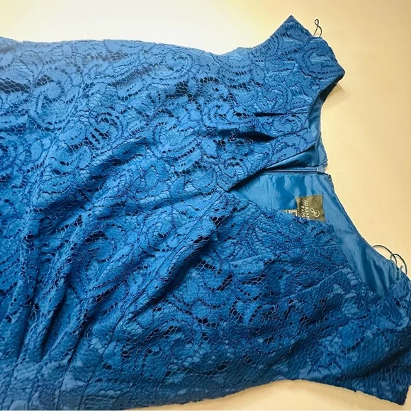 Adrianna Papell Women's Blue Lace Sheath Sz14 Cocktail dress - Picture 3 of 9